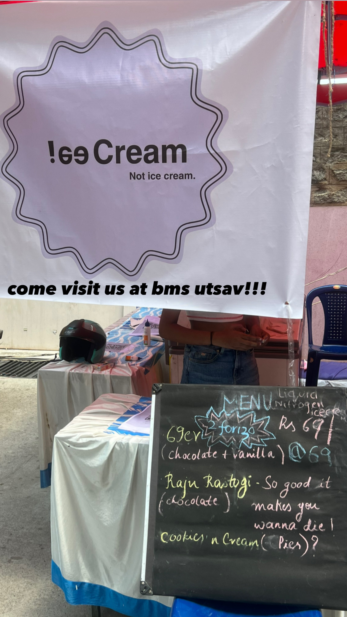 Ice cream stall banner and menu board