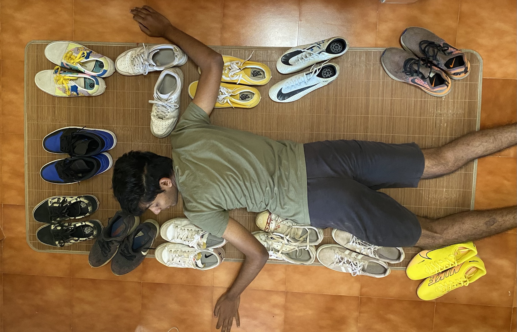 Shoe resale inventory arranged around Adithya